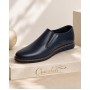 pantofi barbati bleumarin din piele naturala tip slip-on cu talpa confort 330EBLUE